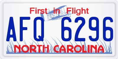 NC license plate AFQ6296