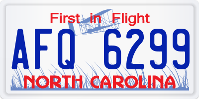 NC license plate AFQ6299