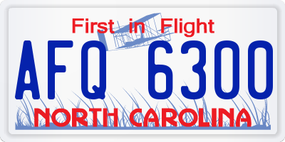 NC license plate AFQ6300