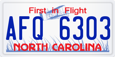 NC license plate AFQ6303