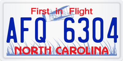 NC license plate AFQ6304
