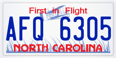NC license plate AFQ6305