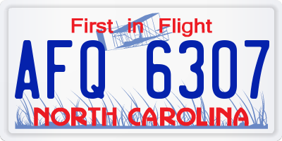 NC license plate AFQ6307