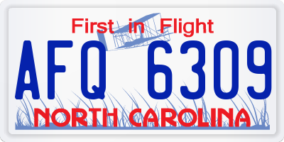 NC license plate AFQ6309