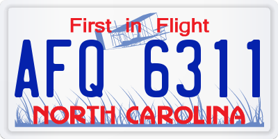 NC license plate AFQ6311