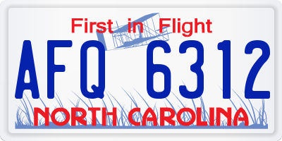 NC license plate AFQ6312
