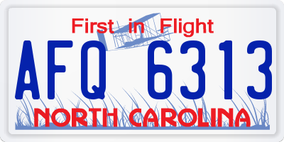 NC license plate AFQ6313