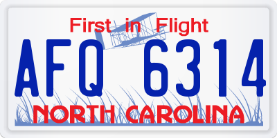 NC license plate AFQ6314