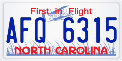 NC license plate AFQ6315