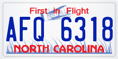 NC license plate AFQ6318