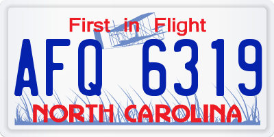 NC license plate AFQ6319
