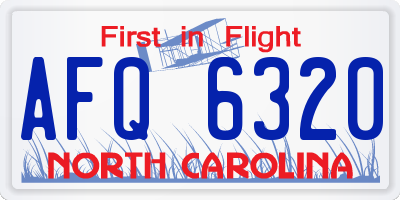 NC license plate AFQ6320