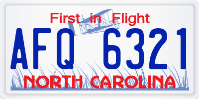 NC license plate AFQ6321