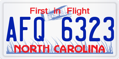 NC license plate AFQ6323