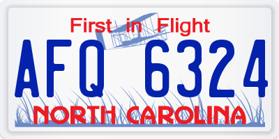 NC license plate AFQ6324