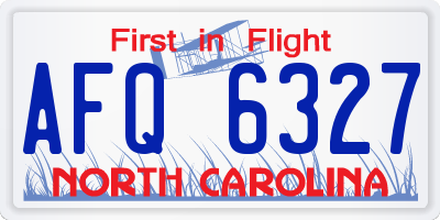 NC license plate AFQ6327