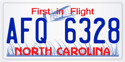 NC license plate AFQ6328