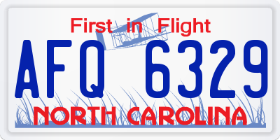NC license plate AFQ6329