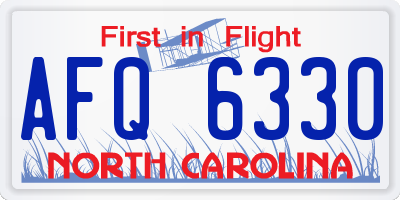 NC license plate AFQ6330