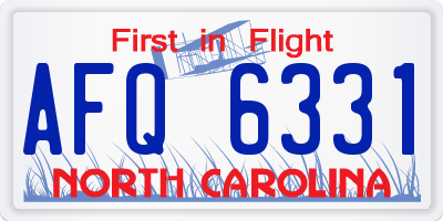NC license plate AFQ6331