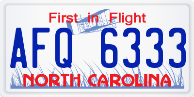 NC license plate AFQ6333