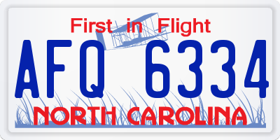 NC license plate AFQ6334