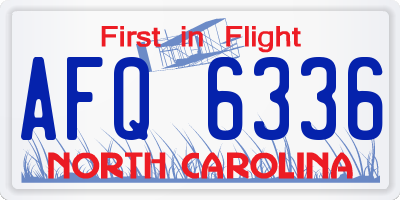 NC license plate AFQ6336