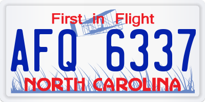 NC license plate AFQ6337