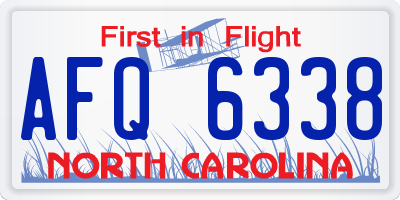 NC license plate AFQ6338