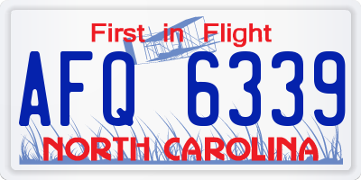 NC license plate AFQ6339