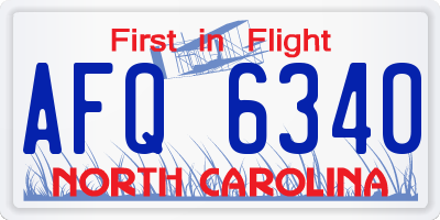 NC license plate AFQ6340