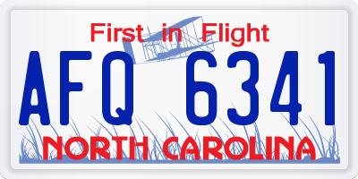 NC license plate AFQ6341