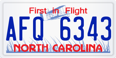 NC license plate AFQ6343