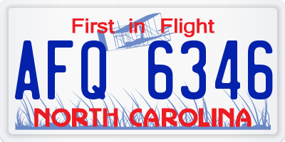 NC license plate AFQ6346