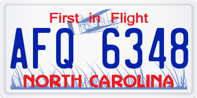 NC license plate AFQ6348