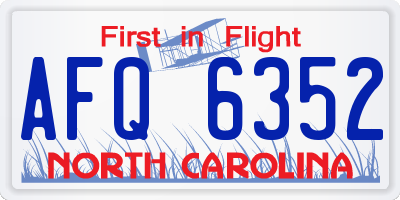 NC license plate AFQ6352