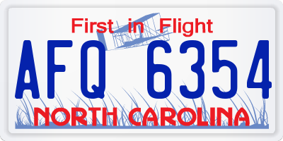 NC license plate AFQ6354