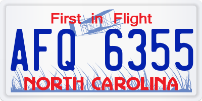 NC license plate AFQ6355