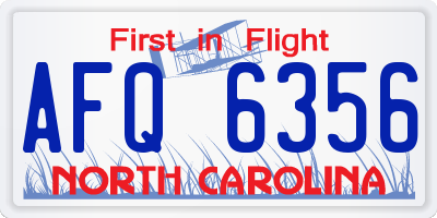 NC license plate AFQ6356