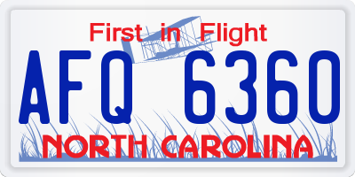 NC license plate AFQ6360