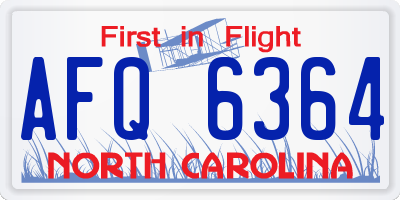 NC license plate AFQ6364