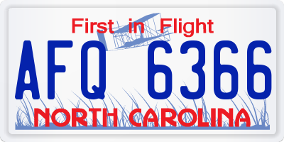 NC license plate AFQ6366