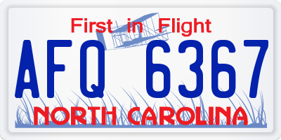 NC license plate AFQ6367