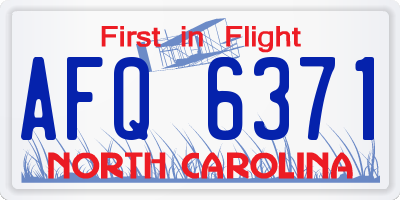 NC license plate AFQ6371