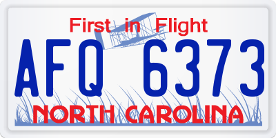 NC license plate AFQ6373
