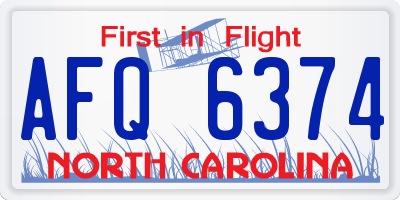 NC license plate AFQ6374