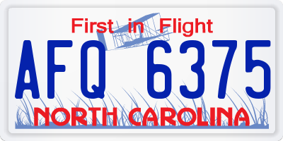 NC license plate AFQ6375