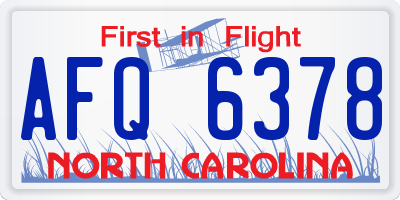 NC license plate AFQ6378