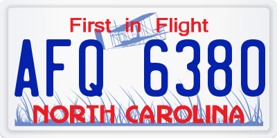 NC license plate AFQ6380