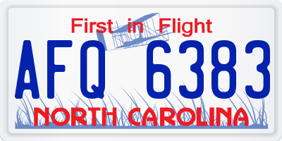 NC license plate AFQ6383